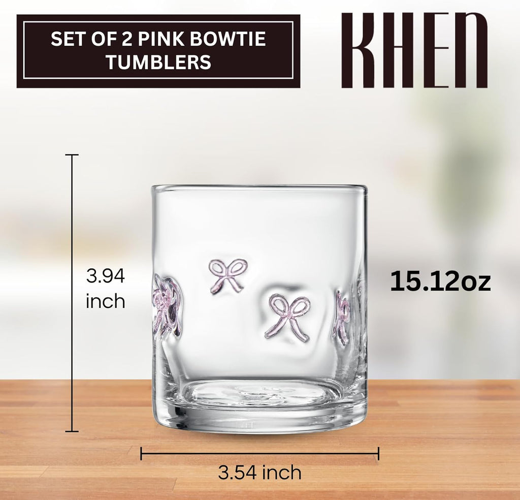 Coquete Bowtie Cocktail Juice Glass | Set of 2 | Blush Pink-2