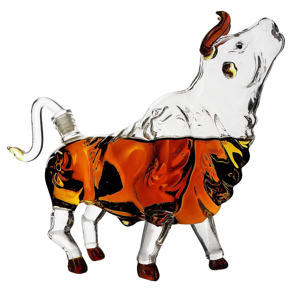 The Wine Savant Charging Bull Heads Up Animal Liquor Decanter-0