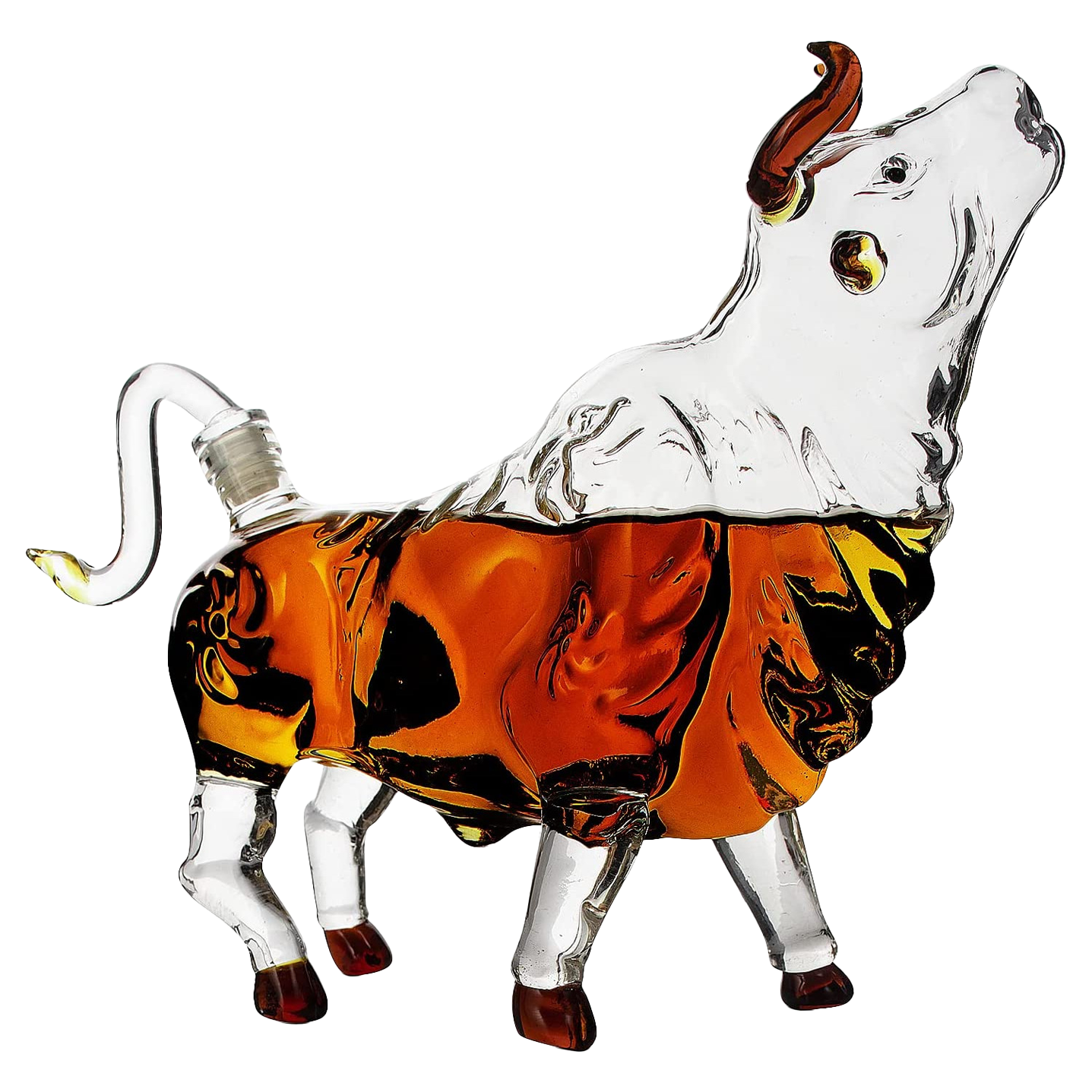 The Wine Savant Charging Bull Heads Up Animal Liquor Decanter-0