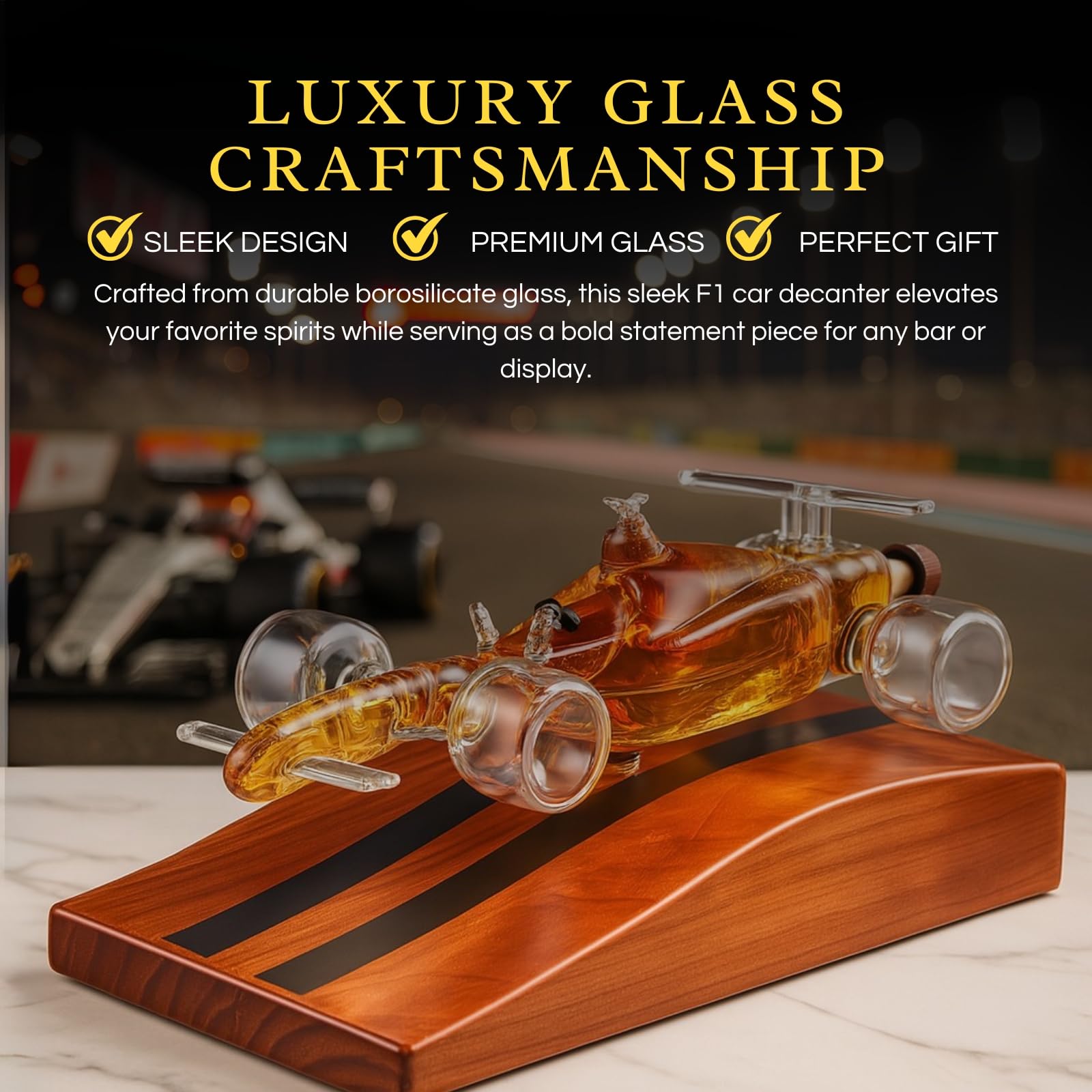 F1 Racecar Whiskey Decanter - 8.12oz-2