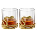Snake Serpent Whiskey Glasses - 2 Glass Set Gold Design-0