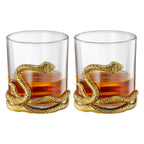 Snake Serpent Whiskey Glasses - 2 Glass Set Gold Design-0