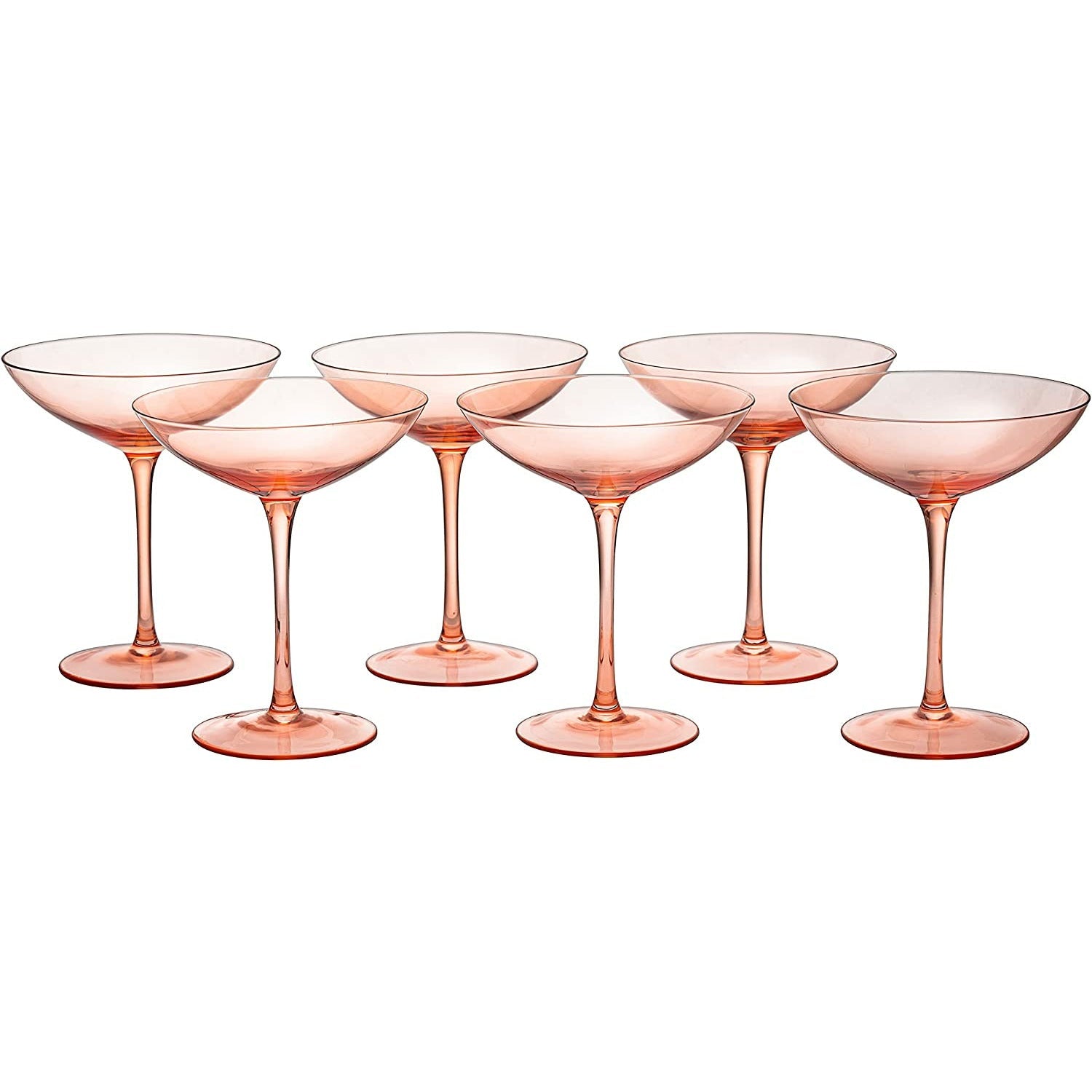 Colored Vintage Glass Coupes 12oz (6, Orange)-3