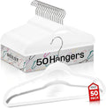 White Non Velvet Plastic Hanger for Closet, 50 Pack-0