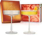 Vintage Art Deco Coupe Glasses Ribbed Coupe 8 oz | Set of 2