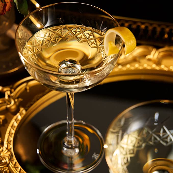Vintage Art Deco Luxury Coupe Glasses | Set of 2 | 8 oz