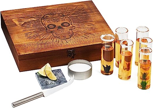 Tequila Shot Glass & Salt Gift Set for Men & Women