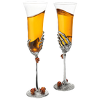 Stemmed Skeleton Champagne Glasses Set of 2