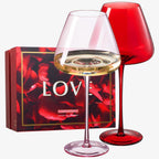 Valentine's Colored Red & Pink Crystal Wine Glasses | 2 Set-0