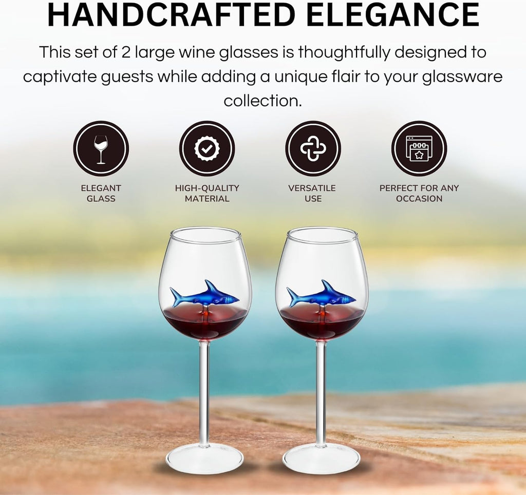 Shark-Inspired Wine Glasses Set of 2 – 13oz-3