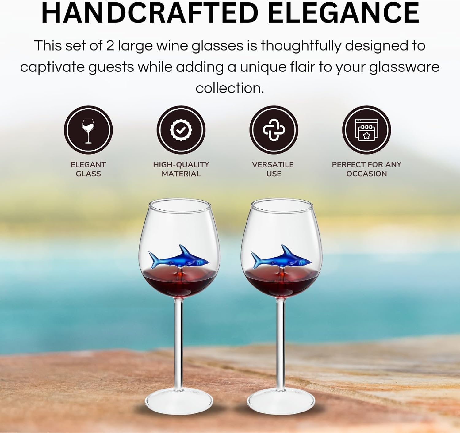 Shark-Inspired Wine Glasses Set of 2 – 13oz-3