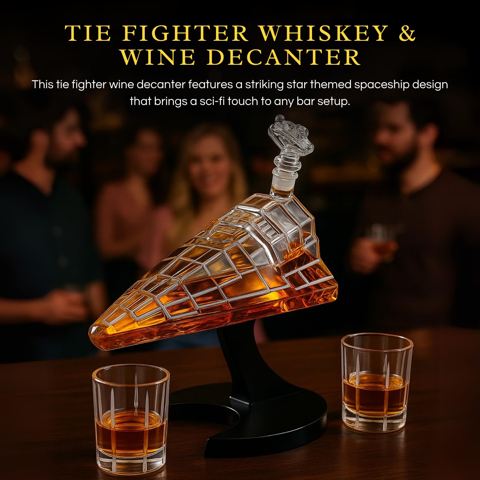 Galactic Command Cruiser Decanter Set | Handmade Glass | 17 Oz-2