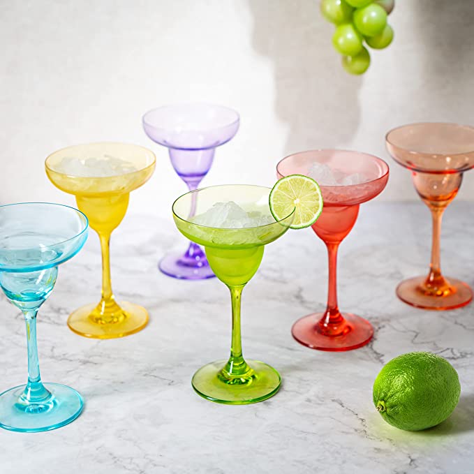 The Wine Savant Hand Blown Colorful Margarita (Set of 6)-2