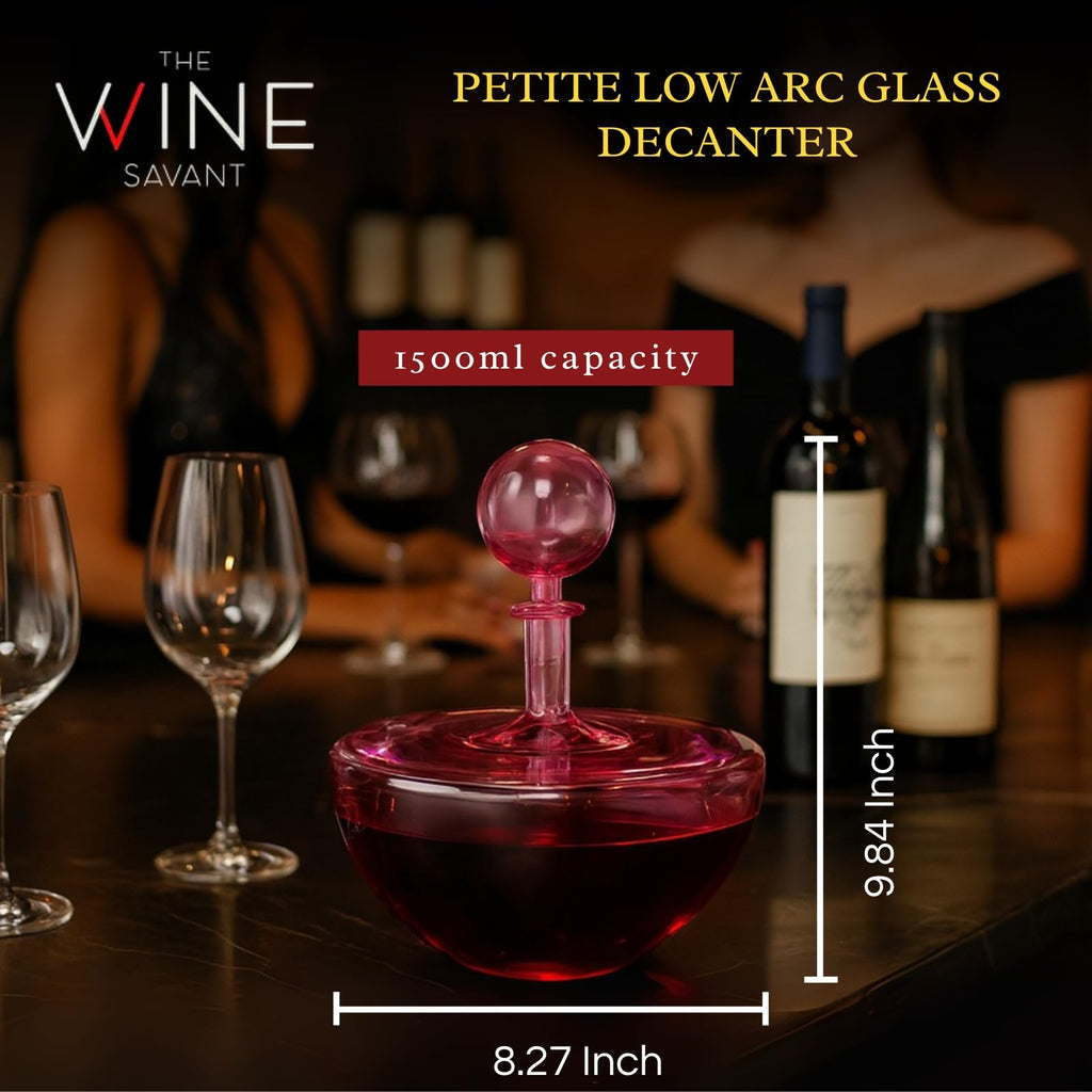 Blush Pink Low Arc Glass Decanter Handblown Captain’s Style Carafe-1