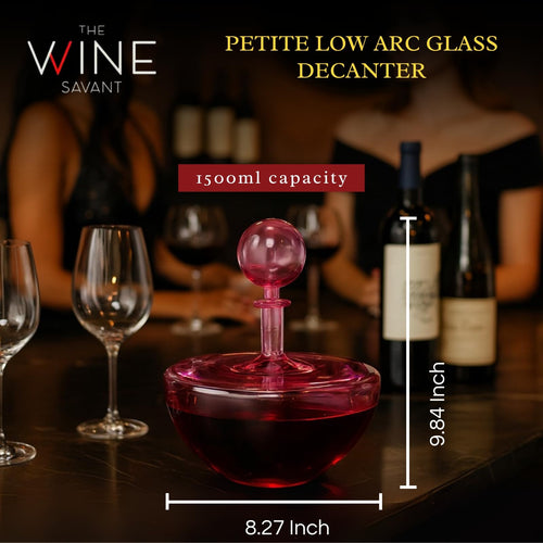 Blush Pink Low Arc Glass Decanter Handblown Captain’s Style Carafe-1