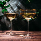 Vintage Crystal Champagne Coupe Gold Rim Glasses | Set of 4 | 7 oz-2