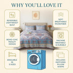DaDa Bedding White Blue Floral Paisley Quilt Set