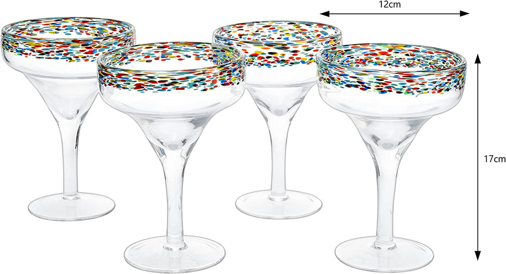 Mexican Margarita Hand Blown Glass - Set of 4 - Large 16oz-4