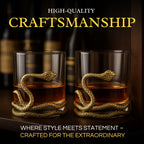 Snake Serpent Whiskey Glasses - 2 Glass Set Gold Design-4