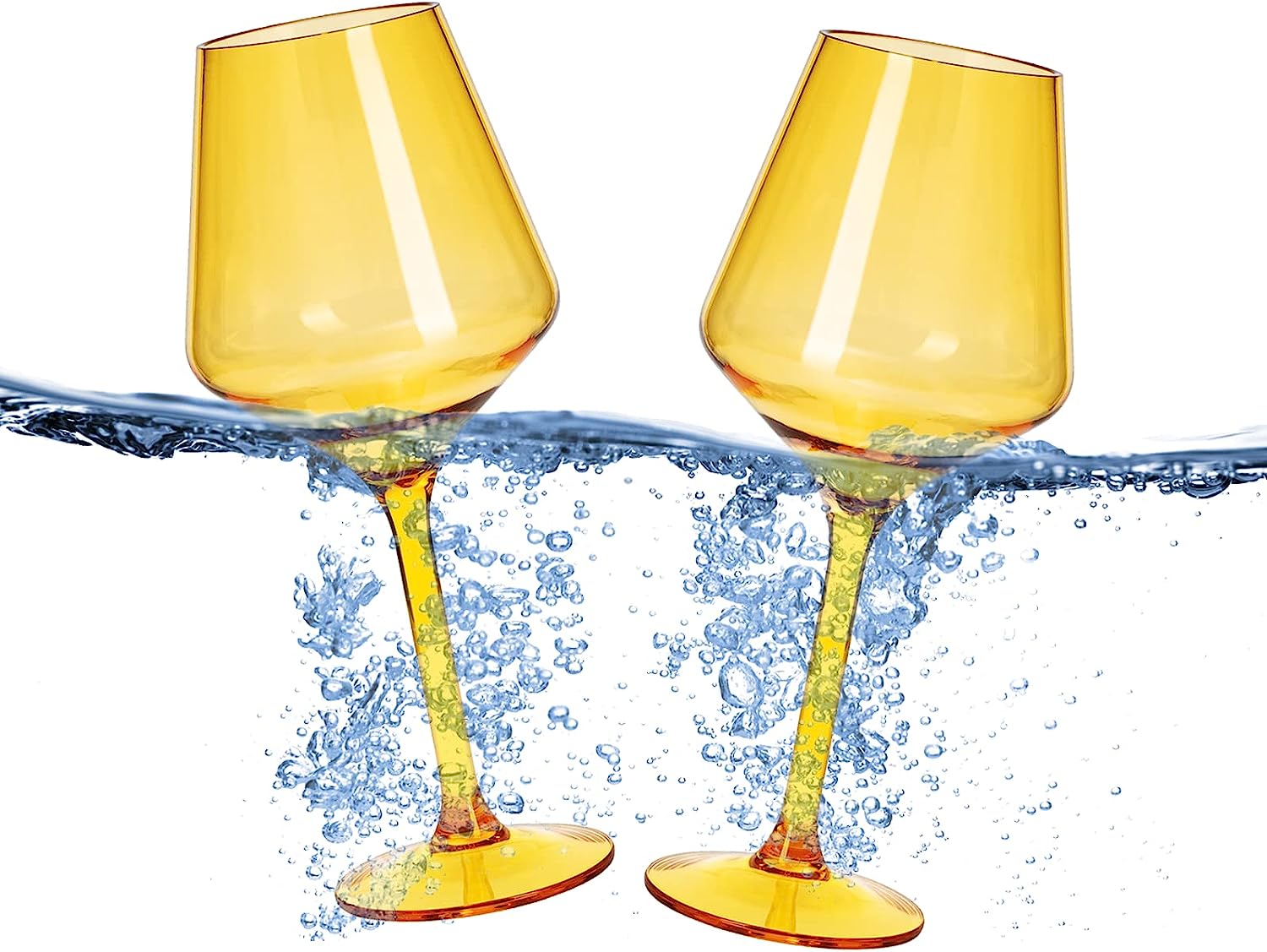 Floating Wine Glasses for Pool - Set of 2-15 OZ (Yellow)-4