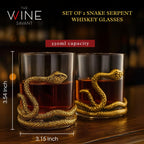 Snake Serpent Whiskey Glasses - 2 Glass Set Gold Design-1