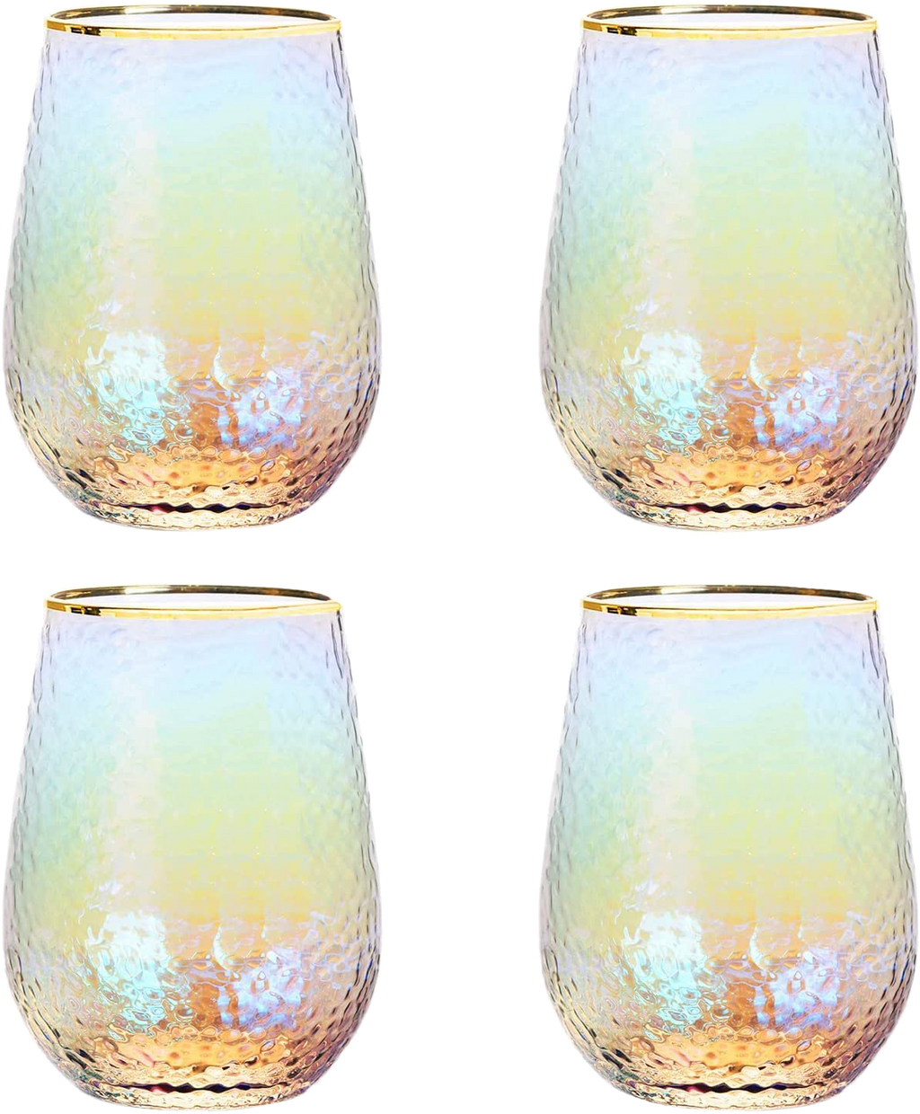 Festive Lustered Iridescent Stemless Wine - Set of 4-2