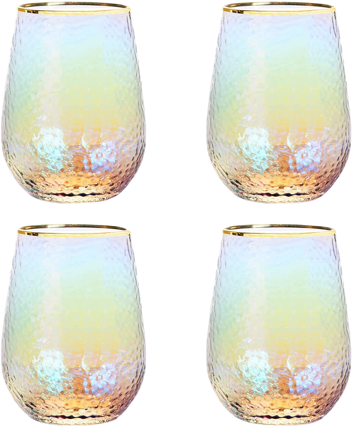 Festive Lustered Iridescent Stemless Wine - Set of 4-2