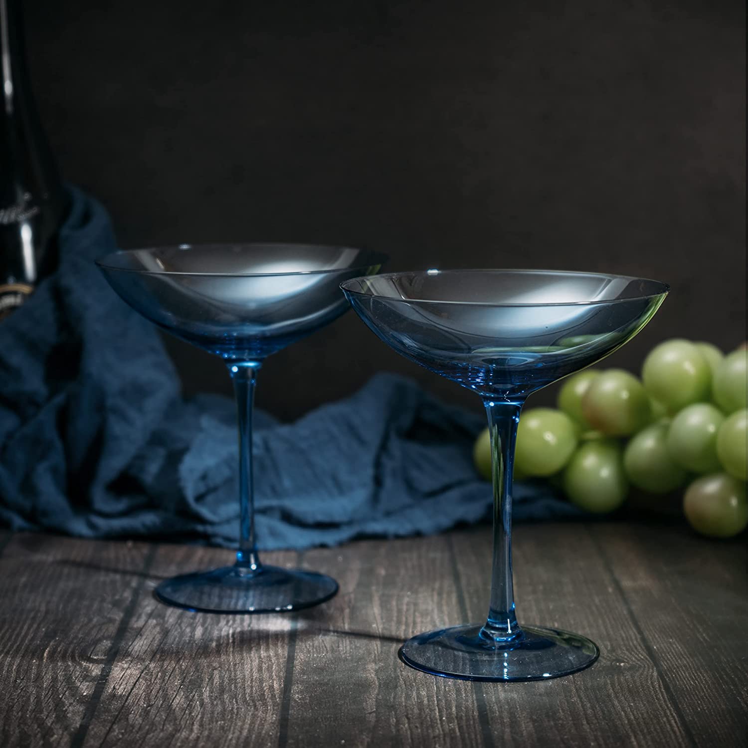 Champagne Coupes 12oz -  (2, Cobalt Blue)-4