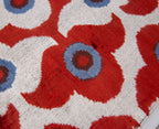 Luxury Handmade Silk Velvet Throw Pillow - Red Rust, Blue, and White Design, 16x24, Super Soft