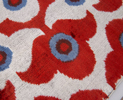Luxury Handmade Silk Velvet Throw Pillow - Red Rust, Blue, and White Design, 16x24, Super Soft