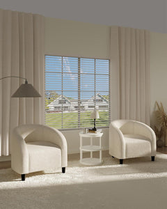 Beige Boucle Barrel Armchairs For Contemporary Living