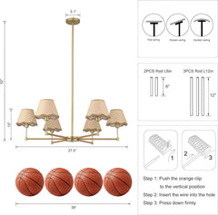 Elegant Gold Rattan Farmhouse Chandelier Pendant Light-4