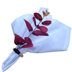 Set of 4 Red Leaf Eucalyptus Napkin Rings, Rustic Napkin Ring, Minimalist Tabledecor, Oriental Tabledecor-0