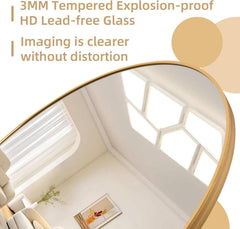 Arched Full Length Mirror 71x32 Inches Gold Aluminum Floor-1