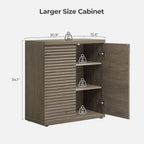 Modern Buffet Cabinet With Wave Panel Doors Large Storage-2