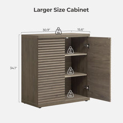 Modern Buffet Cabinet With Wave Panel Doors Large Storage-2