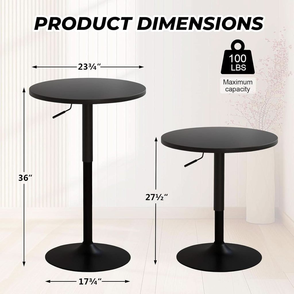 Commercial Grade Adjustable Pub Table Set Matte Black-2