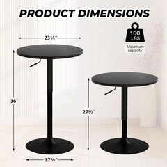 Commercial Grade Adjustable Pub Table Set Matte Black-2