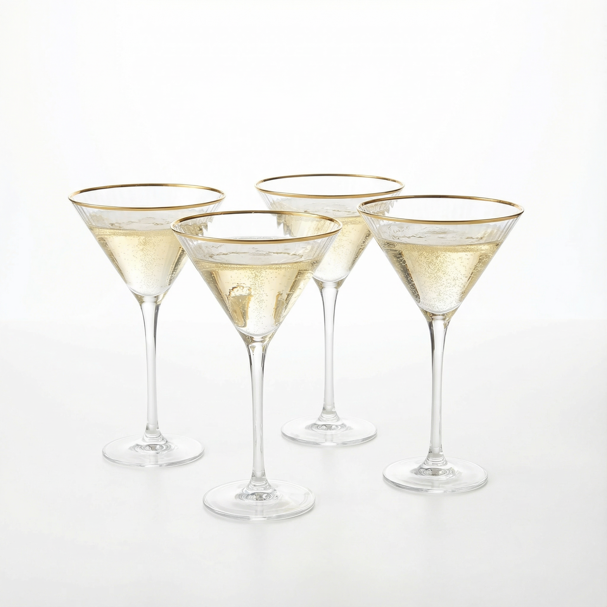 The Wine Savant Gold Rim Glasses 10 oz, Set of 4 Gold Rim Classic Manhattan Glasses