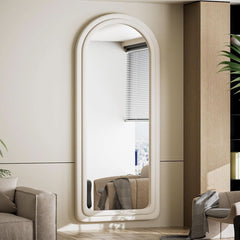 63 By 24 Inch Arched Full Length Freestanding Floor Mirror White-2