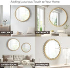 Round Wall Mirror With Gold Metal Frame 27 Inch Entryway-2