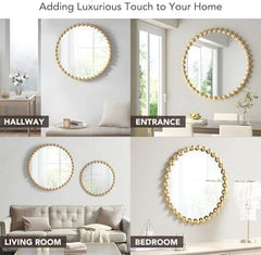 Round Wall Mirror With Gold Metal Frame 27 Inch Entryway-2
