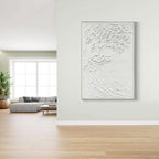 White Textured Ocean Waves Hand painted 45x30 Framed-4