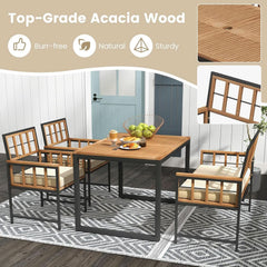 4 Piece Patio Dining Set With 47 Inch Acacia Table-3