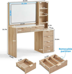 Vanity Desk With Mirror Illumination 43.5 Inch Bedroom-3