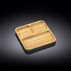 Set Of 4 Bamboo Square Divided Dish / Bento box 8.5" inch X 8.5" inch