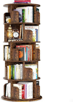 Rotating Five Tier Bookcase Rustic Brown Finishing-0
