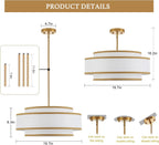 Gold Drum Chandelier 19.7 Inch Contemporary Lighting-2