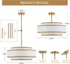 Gold Drum Chandelier 19.7 Inch Contemporary Lighting-2