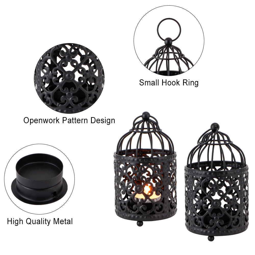 6 Pack Small Metal Candle Holder(Black)-4